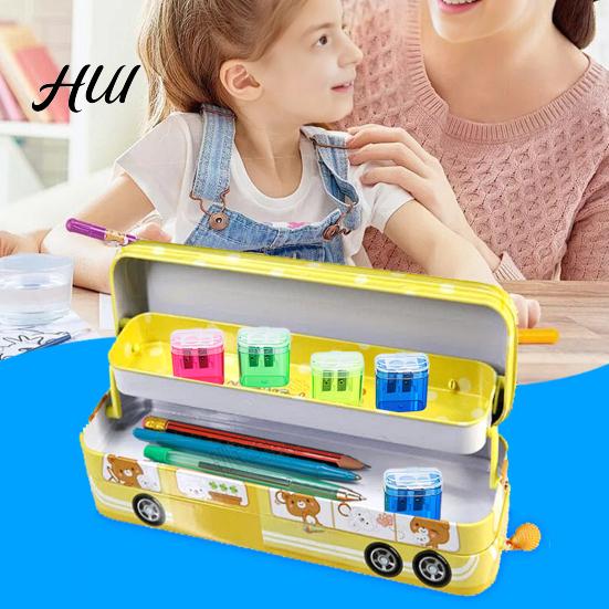 School Pencil Sharpener Dual-Hole 4 Color Transparent Plastic for Standard Round Shape Jumbo Pencils Kid-Friendly Portable with Cover Safe
