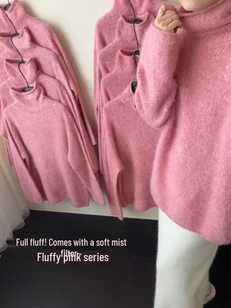 Women's 2025 Wool Turtleneck Sweater - Thick, Plush Fleece, High Neck Base Layer for Autumn & Winter