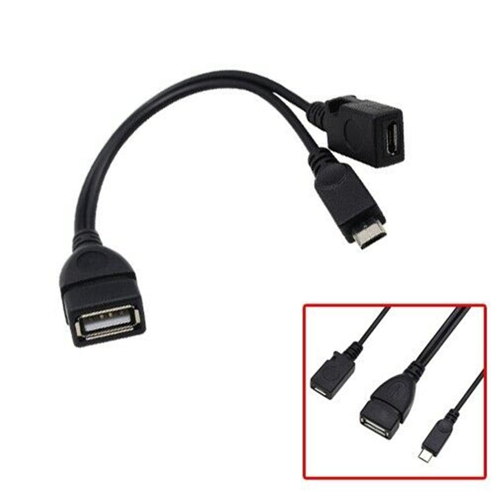 2-в-1 20 см Кабель питания Адаптер кабеля Micro USB OTG Кабель для передачи данных USB-адаптер Y-разветвитель
