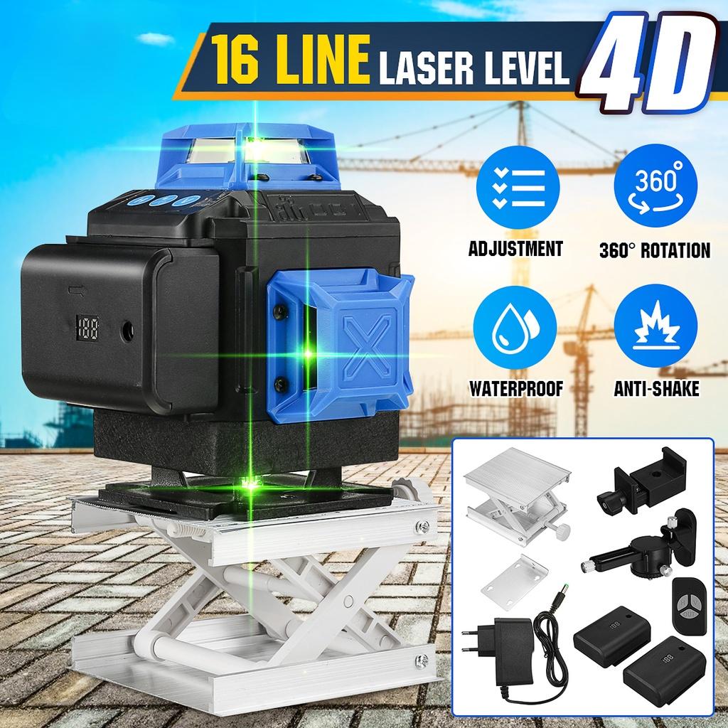 6000mAh 16 Lines 4D Green Laser Level Tripod Green 360° Horizontal + Vertical Cross Lines With Auto Self-Leveling Indoors and Outdoors