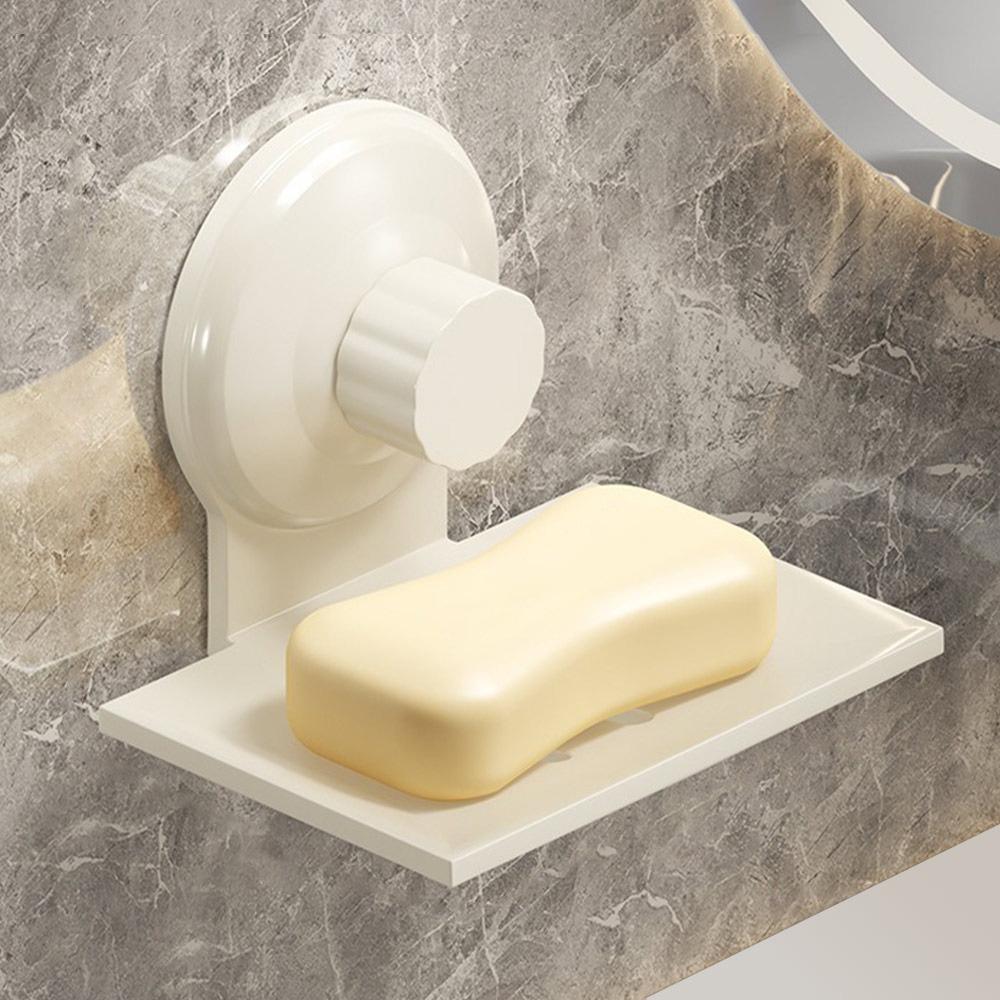 Metal Soap Dish Suction Cup Soap Container Tray Storage Rack  Bathroom Kitchen Sink Organizer