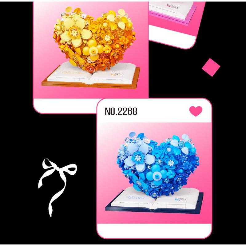Heart Blossoming Series Romantic Love Flower Sculpture Building Blocks Home Assembling Toys Valentine's Day Gift For Girlfriend