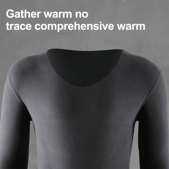 2 Pcs/Set Winter Men Thermal Underwear Set V Neck Long Sleeve Warm Thick Plush Seamless Pure Color Slim Fit Elastic Men Pajamas Set Sports Tracksuit