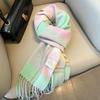 Winter Fashion British Pure Wool Scarf Women's Warm Long Thickened Fringed Scarf Couple Shawl Versatile