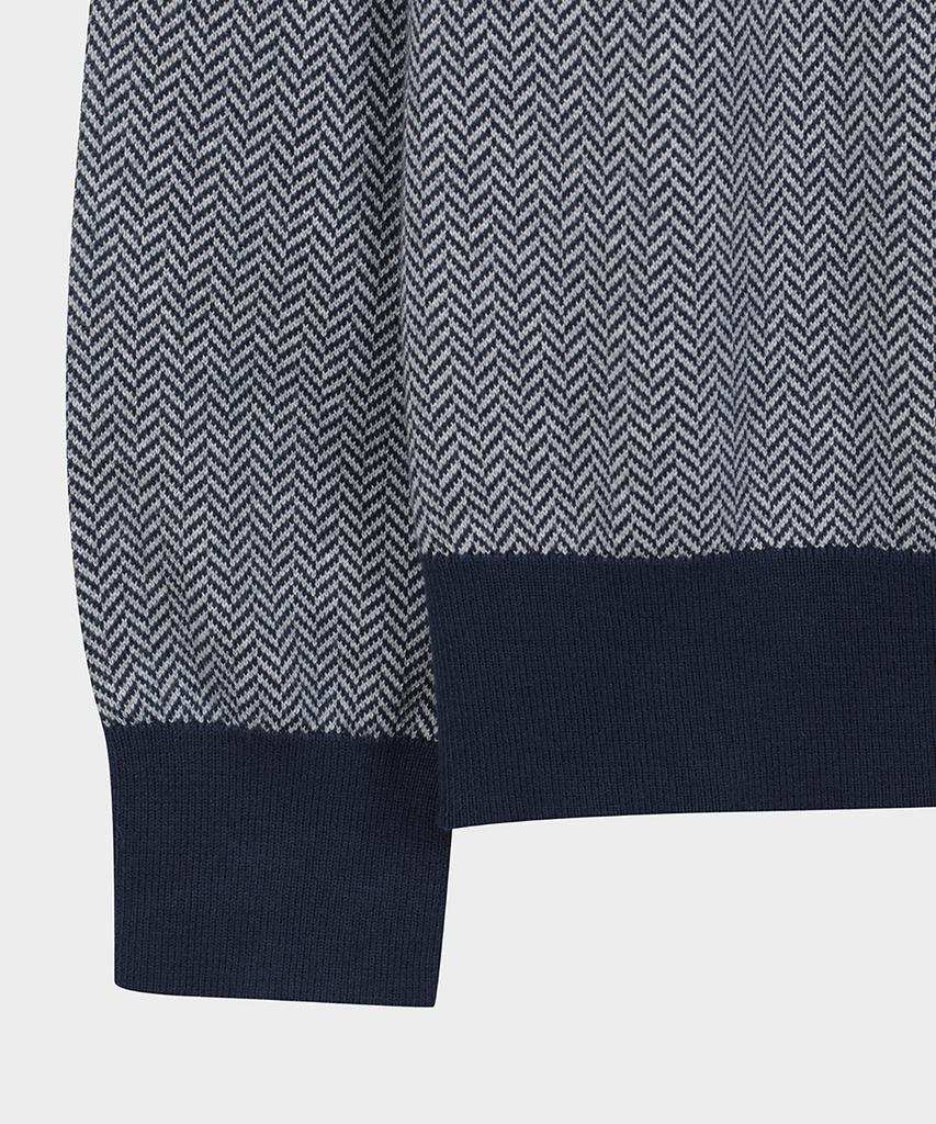 BROOKS BROTHERS Herringbone Half-Zip Sweater (Navy) (Bbwwmf4539Qew)
