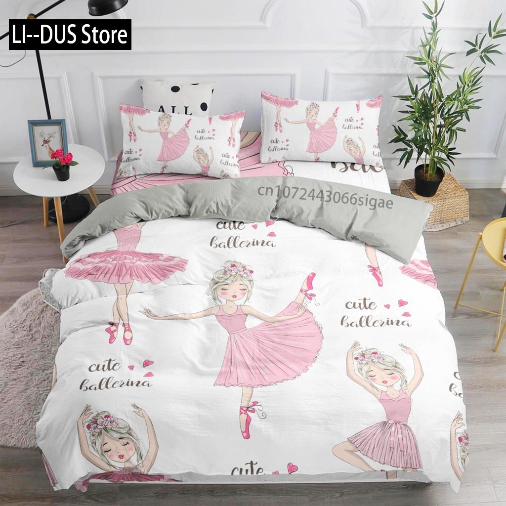 Пододеяльник с изображением танцующей девочки-балерины, комплект постельного белья с изображением милой принцессы для девочек, пододеяльник для детей, малышей