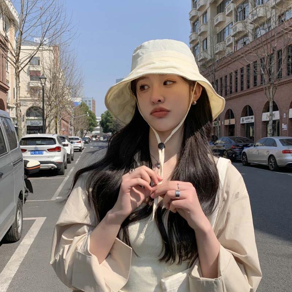 Pleasantly Cool Quick Drying Fisherman Hat Windproof Rope Foldable Basin Cap Women