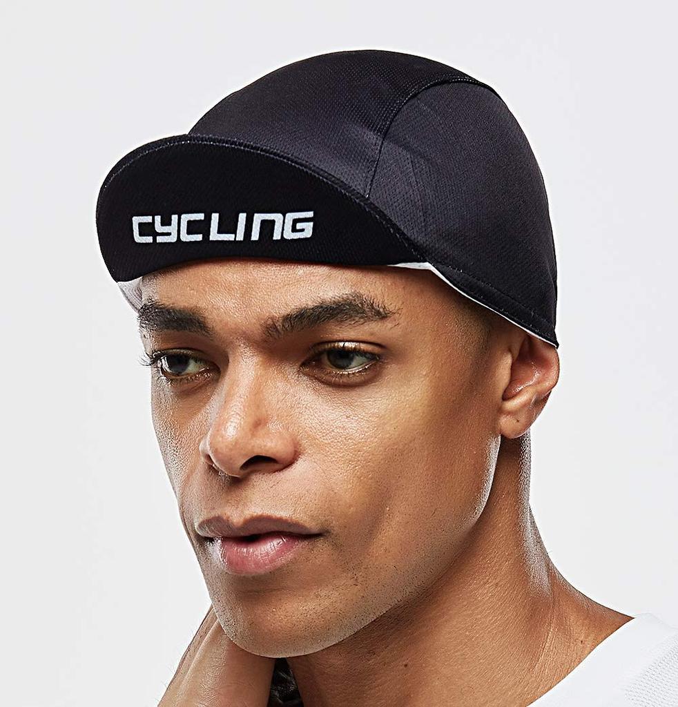 TARO FIBER Cycling Inner Beanie with Skull and Stripes Cap, Moisture-Wicking, Quick-Drying