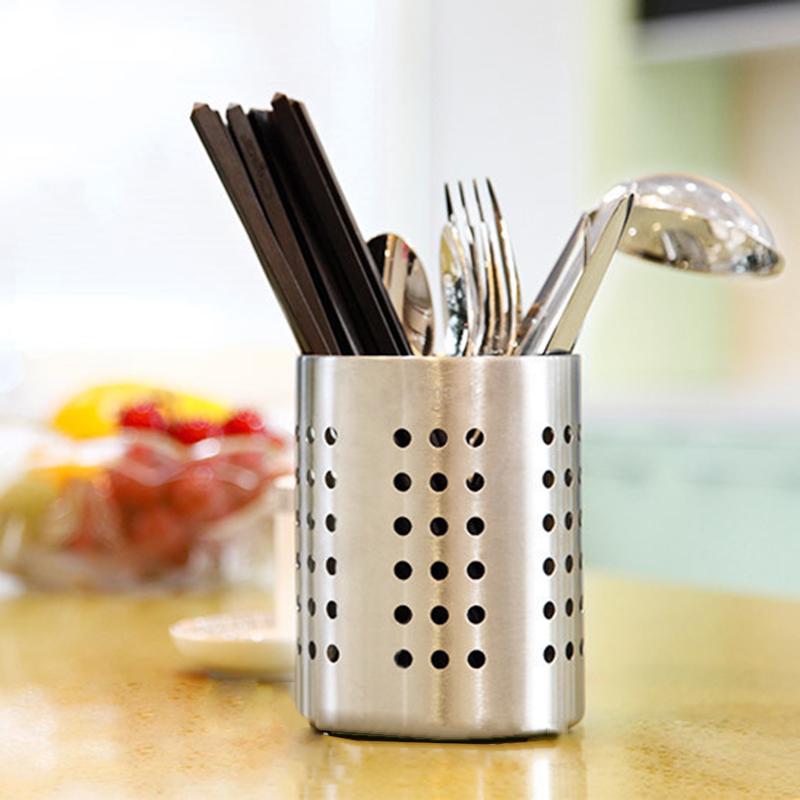 Restaurant Cutlery Holder Drainer Storage Spoon Chopsticks Organizer Rack Silver