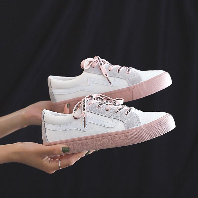 Fashion Fall New Women Color Matching Sneakers Flats Shoes Women Canvas Lace-up Breathable Vulcanize Shoes Casual Shoes