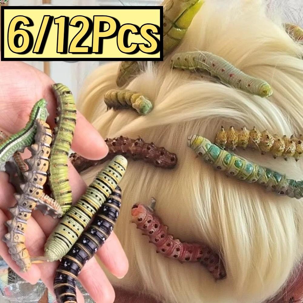 6/12Pcs Creative Caterpillars Hair Clips Prank Halloween Hair Claw Holiday Pranks