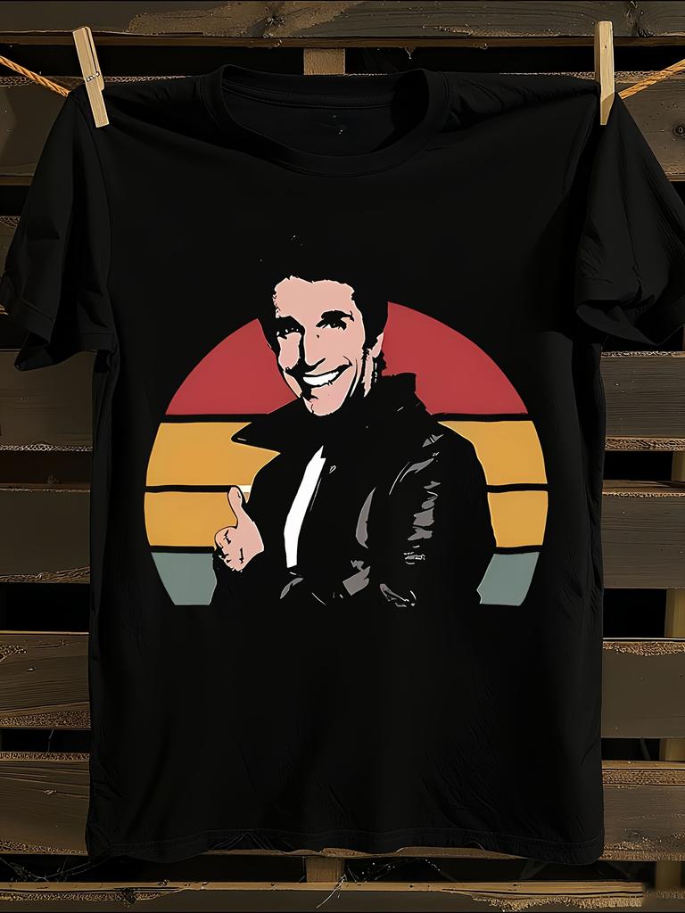 s Happy Days TV Show Fonzie The Fonz Retro T-Shirt Mens Tshirt Womens Tshirts with Letters Print Short Sleeves T-Shirt Casual Street Tee Shirt Top