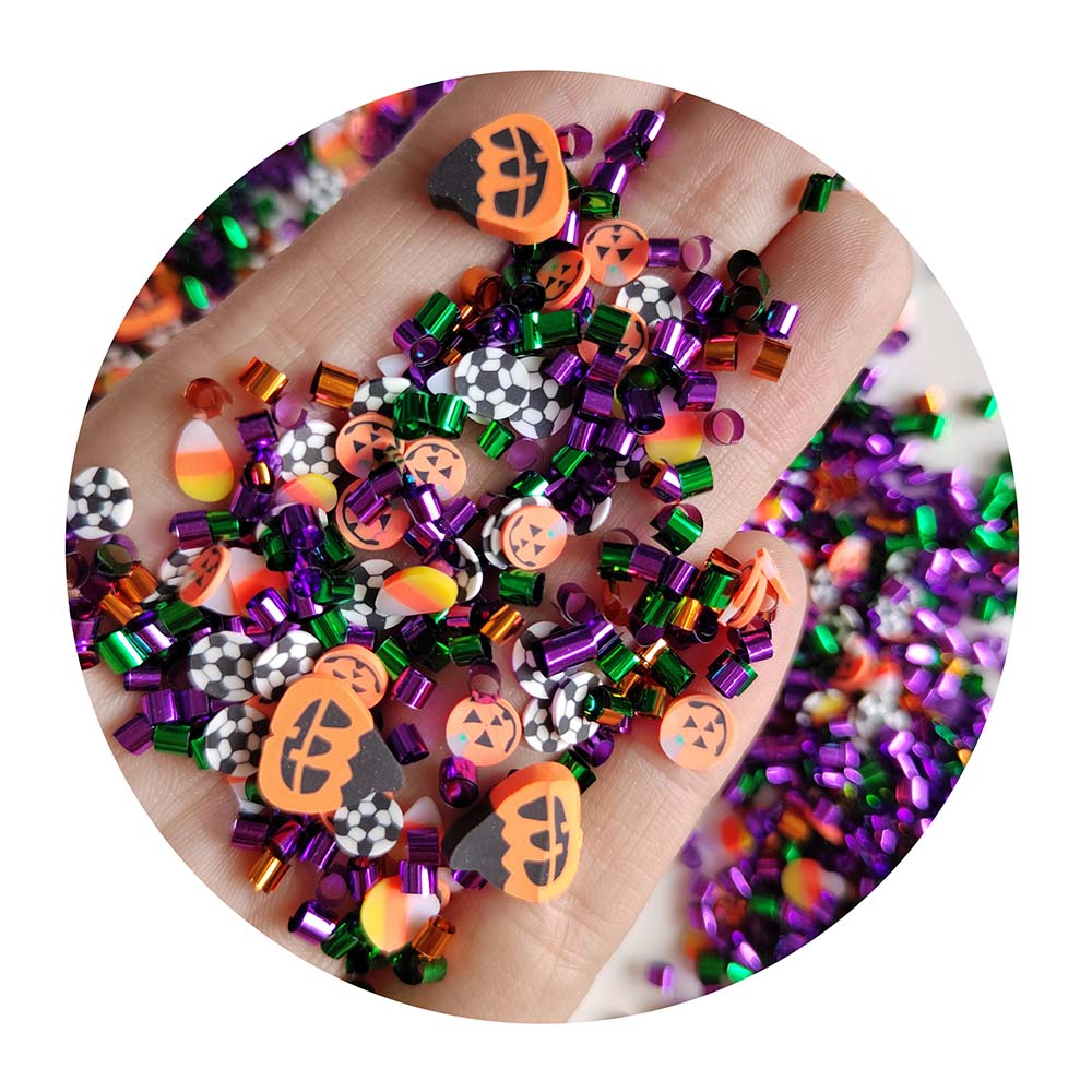 Halloween Polymer Clay Slices Pumpkin Slime Bingsu Beads Football Mix Confetti