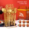 Набор столовых приборов из нержавеющей стали 24 шт. ложка столовые приборы посудомоечная машина золотой подарок нож вилка коробка портативный аксессуар вечеринка