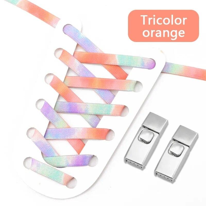 1 пара кроссовок с радужными эластичными шнурками, шнурки с застежкой без завязок для детей и взрослых, новые замки без завязок, шнурки для обуви, аксессуары для обуви