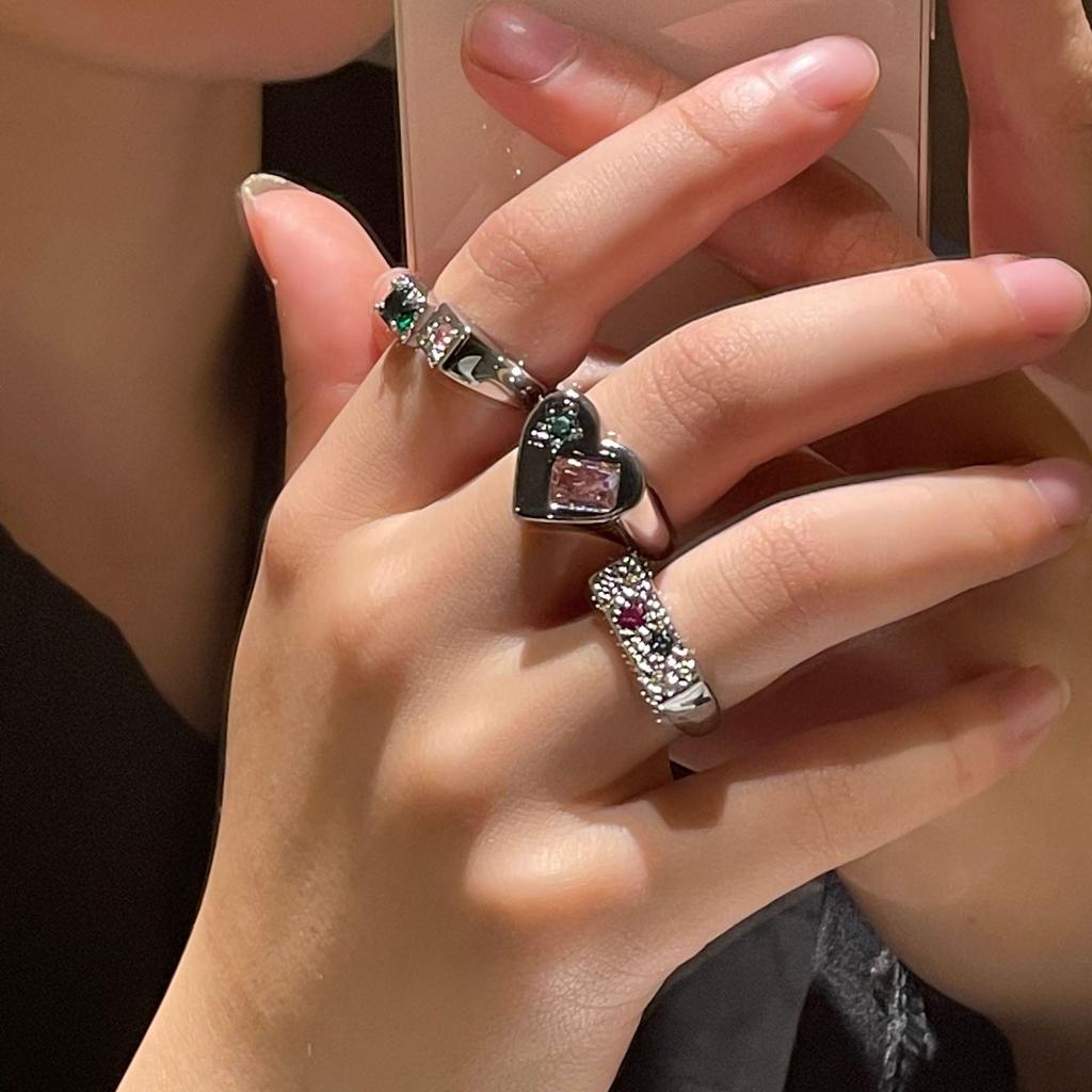 Регулируемое металлическое кольцо с сердцем из циркона для женщин – Стильный, универсальный дизайн