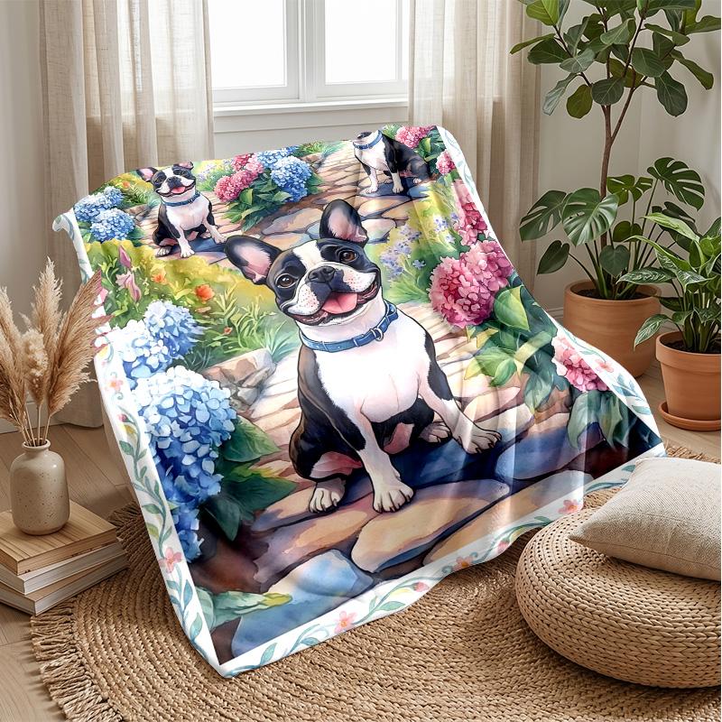French Bulldog with Sunglasses Theme blanket Lightweight Warm Flannel Blanket Decorative Throw Blanket for Home Decoration