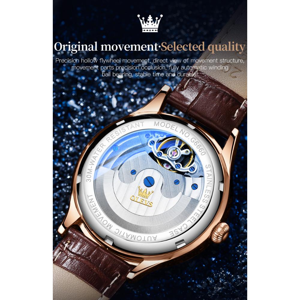 OLEVS Новые мужские часы, трехмерный рельефный циферблат, многофункциональные механические часы, водонепроницаемые мужские часы