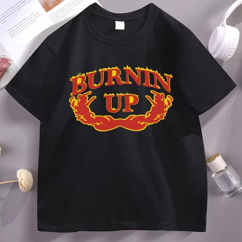 Burnin Up Graphic Tshirt Mens Clothes Causal Short Sleeve High Quality Breathable Tshirt Male Clothes Y2k Fashion Tee Unisex