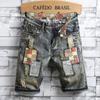 Punch Patch Five Point Jeans Men 2023 Trendy Brand Fashion Personality Trend Shorts Versatile Horse Pants