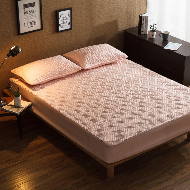 Thicken Quilted Mattress Cover King Queen Quilted Bed Fitted Bed Sheet Anti-Bacteria Mattress Topper Air-Permeable Bed Pad
