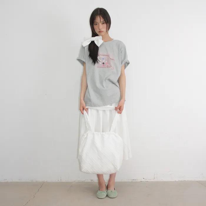 RIBBON HAIR PIN SET FRILL ECO BAG WHITE