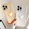 Роскошный чехол для телефона с гальваническим покрытием Love Heart для Iphone 11 12 13 14 Pro Max Plus, матовый бампер, мягкие силиконовые чехлы золотого цвета