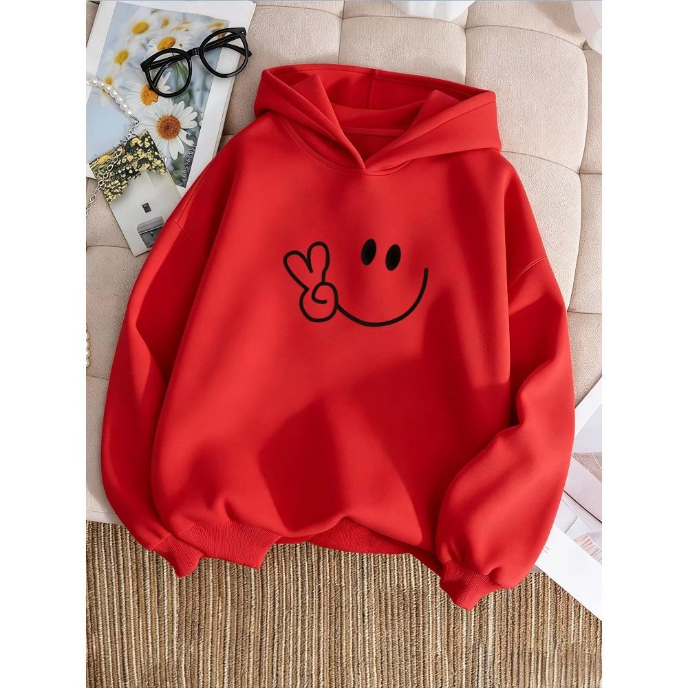 Children's casual hooded sweatshirt - Fun and cute smiling face and logo pattern printed boys'and girls'street turtleneck hoodie