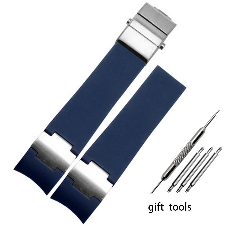 Ремешок для наручных часов из резины силиконовый ремешок для наручных часов с Ulysse Nardin синий черный коричневый 25 * 12 мм мужской инструменты ремешок для часов 22-20 мм