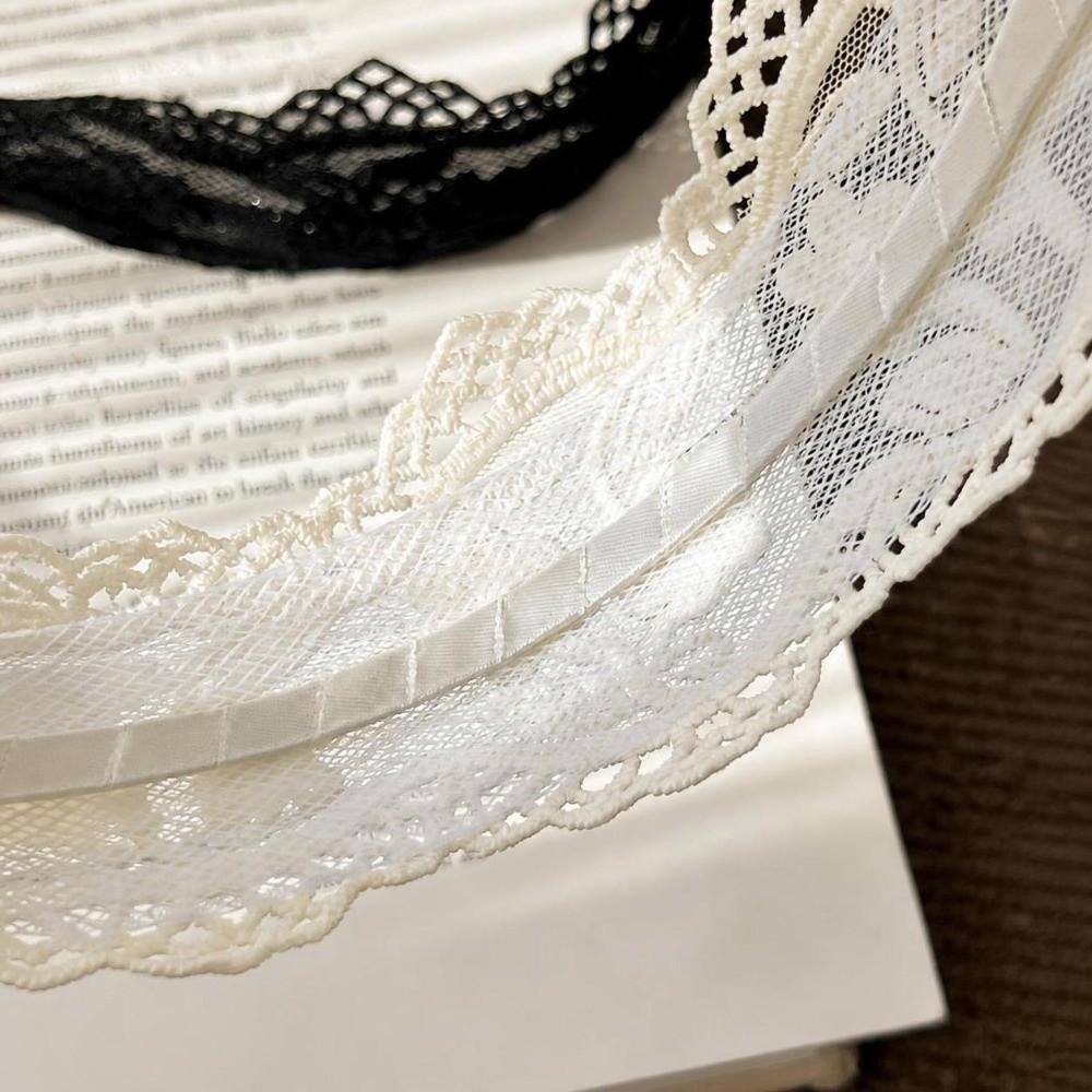 Wide Side French Lace Headband Sweet Hollowed-out Flower Hair Hoop For Women Girls