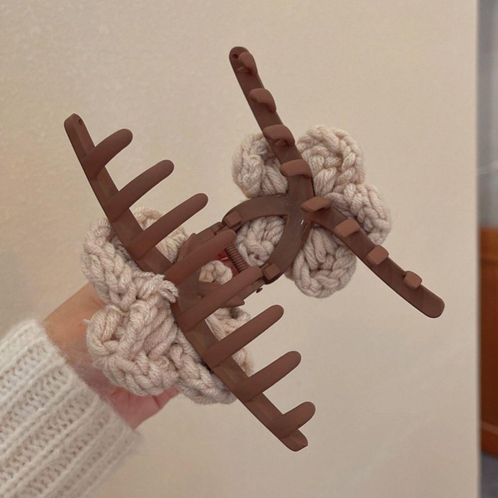 Woolen Women Headwear Weave Ponytail Hairpin New Flowers Shark Hair Clip Women