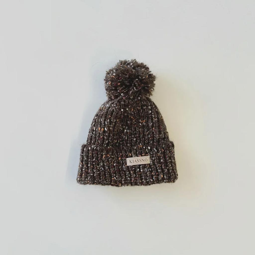 Шикарная теплая детская шапочка для мальчика и девочки, модная ретро вязаная шапка, пушистый шарик, осень-зима, теплая флисовая плюшевая детская вязаная шапочка