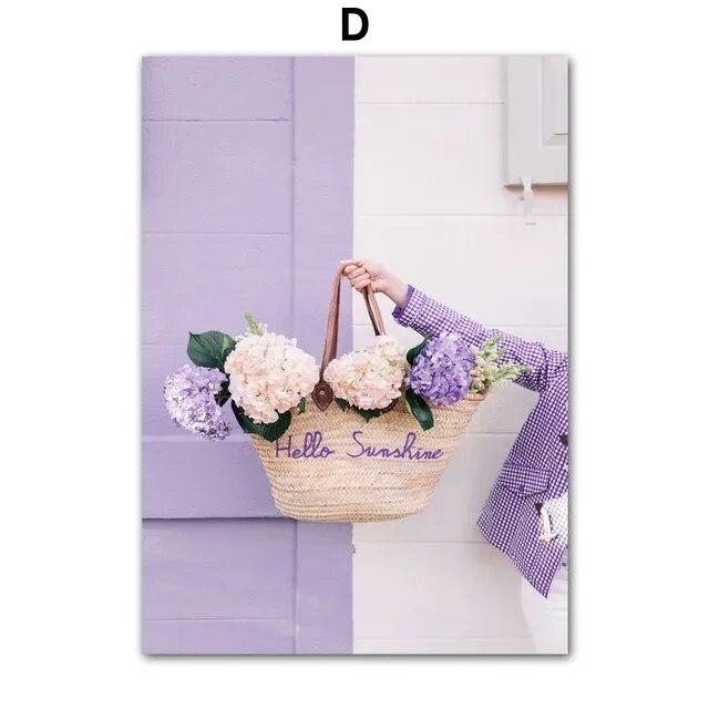 Фиолетовый цветок лаванды, трава, пейзаж, картина, холст, картина, настенное искусство, современный свежий постер и принт для домашнего декора в гостиную