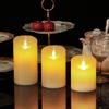 Pack of 3 Flameless Moving Wick Pillar Candles With Remote Control,Plastic Yellow Light Dancing Decorative Wedding Candles