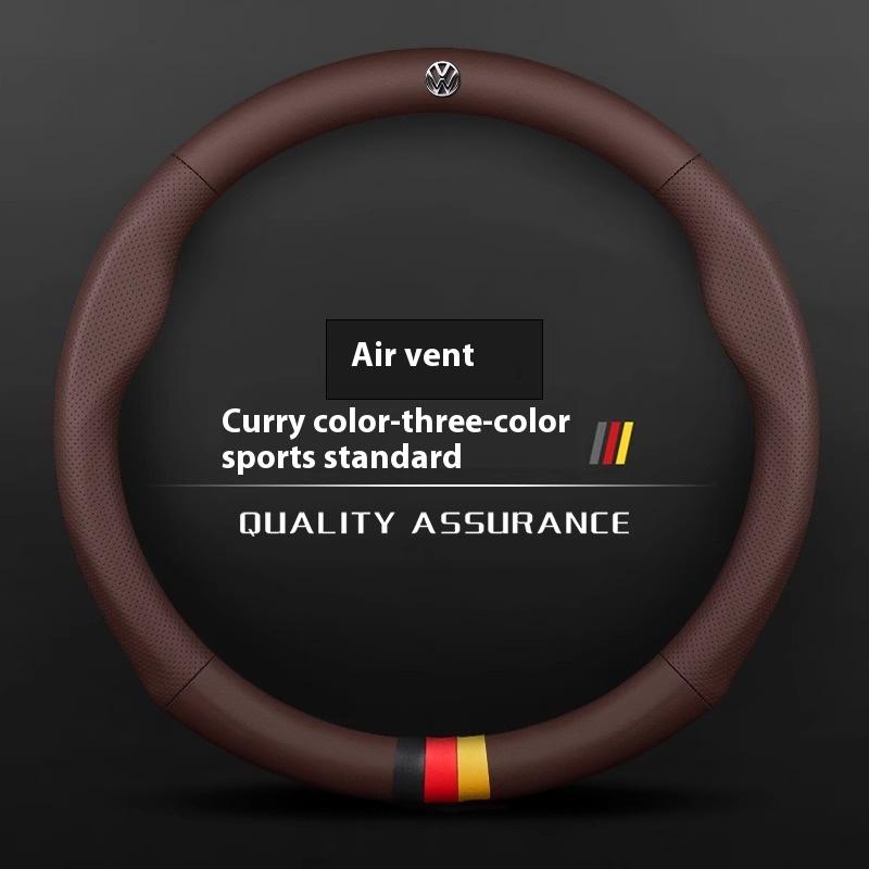Car AntiSlip Leather Steering Wheel Cover For Volkswagen Magotan Passat Golf GTI Tiguan Touareg Polo Arteon Beetle T-ROC T-Cross