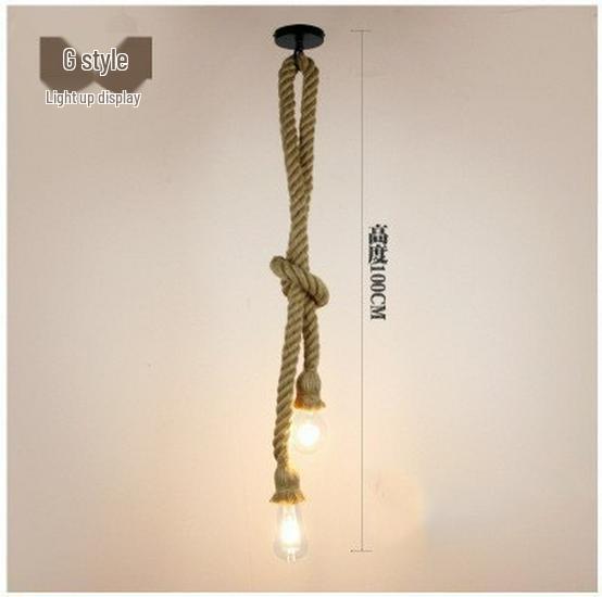 American Retro Hemp Rope Pendant Lamp for Restaurants, Hotels, Shops, and Bars