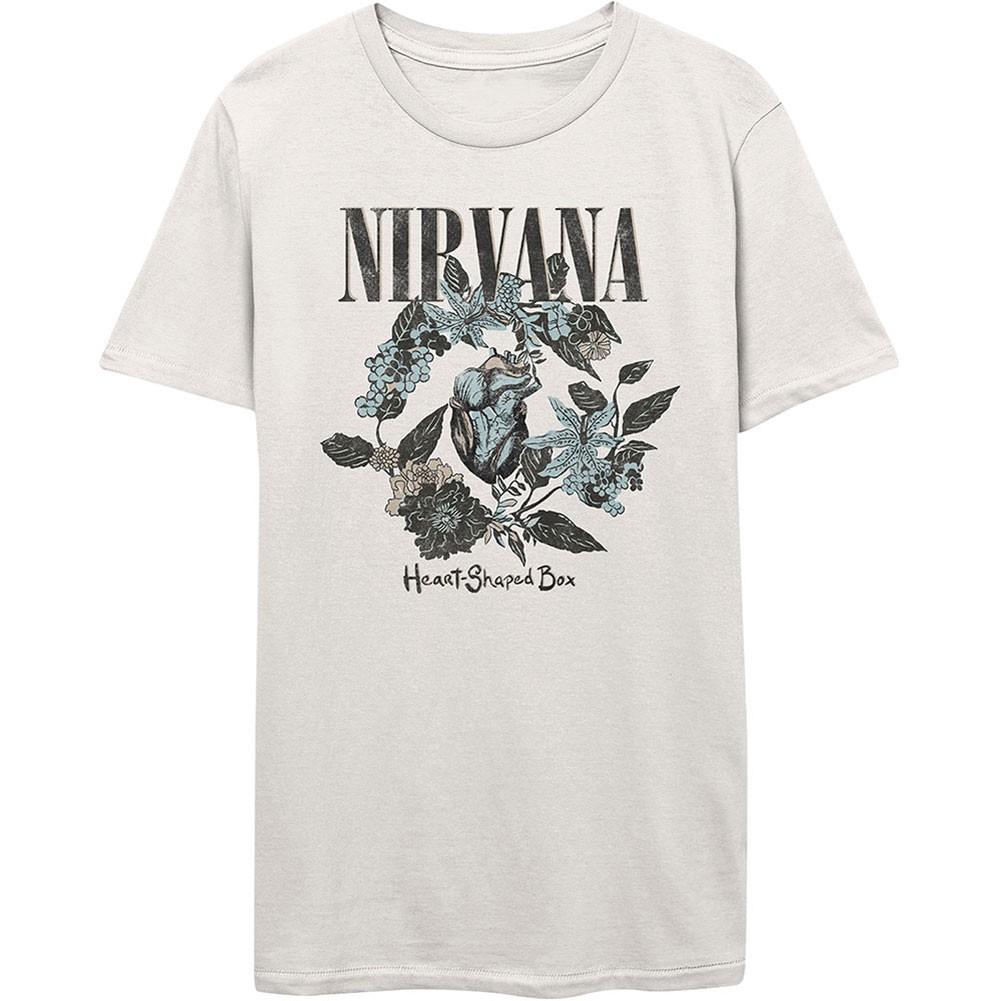Men's Nirvana Heart Shape Box Slim Fit T-shirt Large White