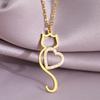 Stainless Steel Necklaces Trending Products Heart Cat Pendant Cute Choker Trendy Fine Chain Charms Necklace For Women Zircon