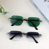 HBK 2025 Unisex Frameless Sunglasses Black PC Alloy Pink Blue Gradient Lens Polygon Rimless Design New Style Street Snap Men