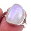 Natural Rainbow Moonstone Gemstone Handmade 925 Solid Silver Ring Size 8 F4C61