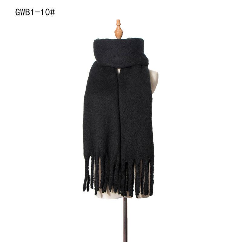 Thickened Men's Solid Color Thick Tassel Warm Circle Sand Scarf Women's Shawl Keep