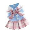 JK Plaid Dog Dress Puppy Skirt Doggy Party Costumes Doggie Clothes for Bichon Frise Pomeranian