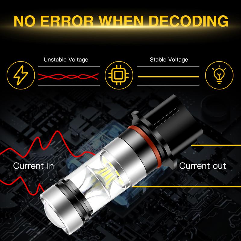 2 шт. Светодиодные лампы P13W для дневных ходовых огней DC12V, противотуманные фары, 6000K, белые сигнальные лампы, сменные лампы 3030 SMD, автомобильные аксессуары