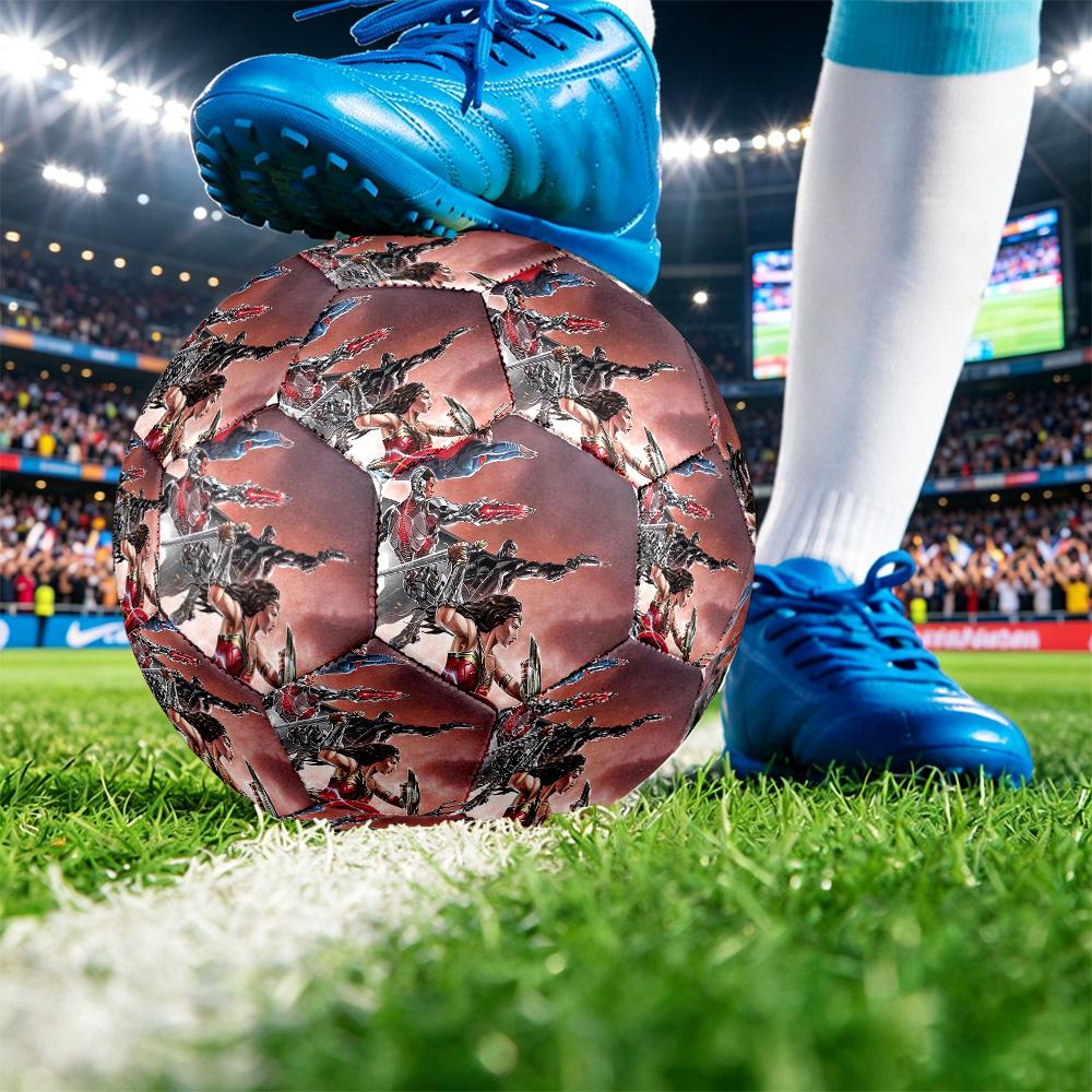 DC Comics Universe Printed Size 5 Standard Football, Waterproof PU Training Soccer Ball for Outdoor Sports