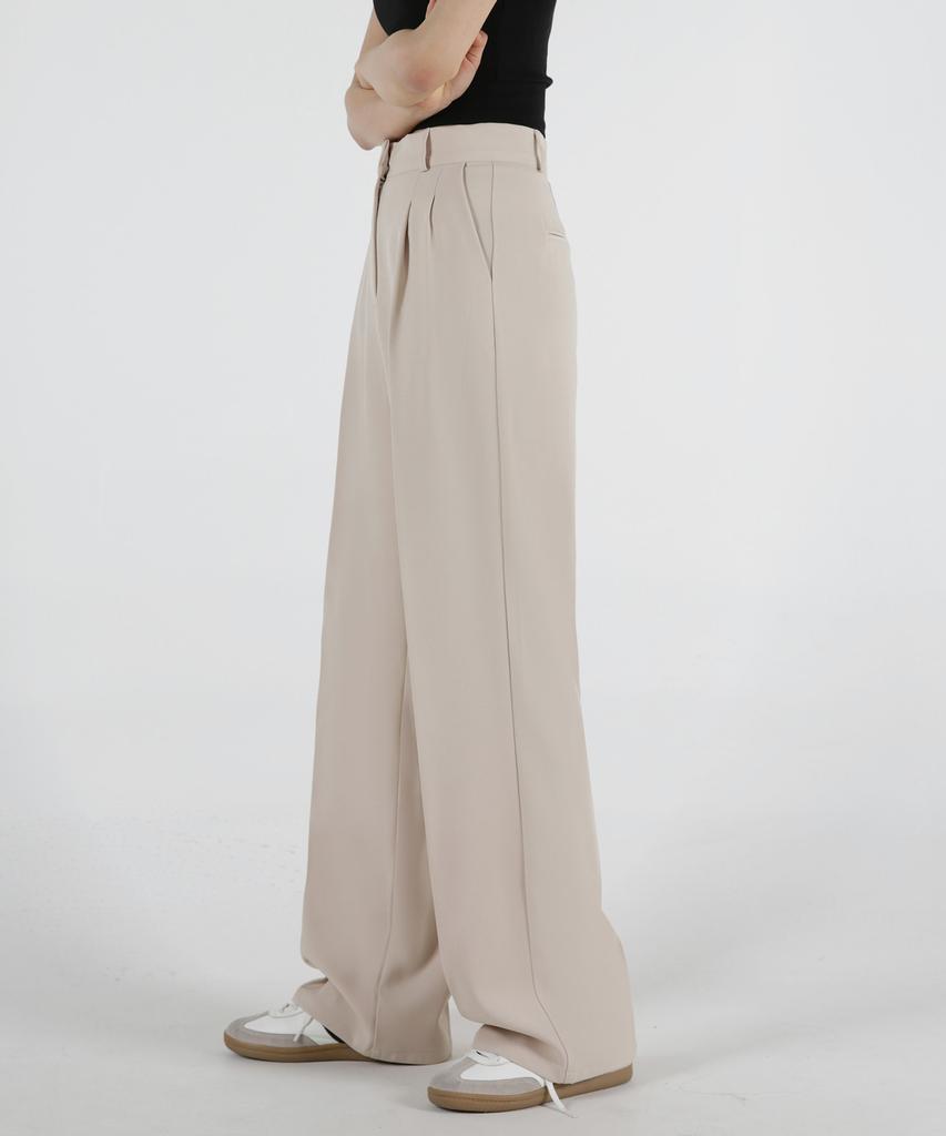 UMM Women'S Triple-Height Fitted Wide Straight Back Elastic Waist Slacks 5 Colors (B Type)