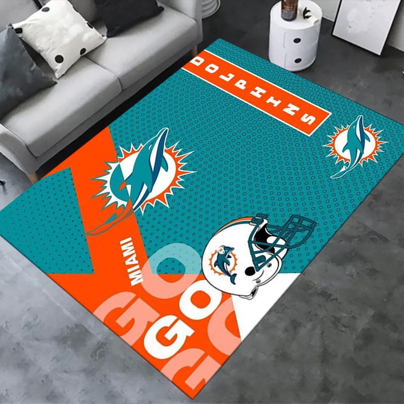 Miami Dolphins Logo Carpet Rug for Living Room Bedroom Home Sofa Decoration,Kids play Non-slip Floor Mat