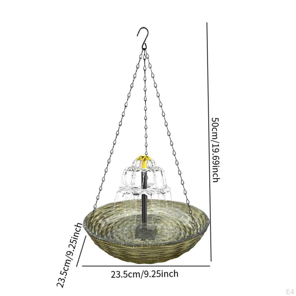 Hanging Bird Bath with Solar Energy for Outdoor Spaces 9.25inchx9.25inchx19.69inch