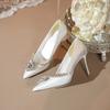 Luxury Rhinestones Satin Women Pumps Spring Summer Pointed Toe Office Lady High Heels Female Wedding Bridal Dress Shoes