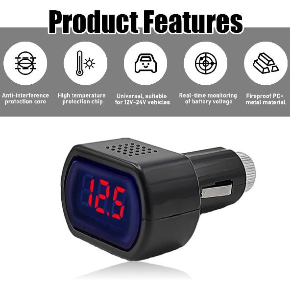 Yourkar Car LED Voltmeter, DC 12V 24V Battery Voltage Digital Panel Meter, Battery Monitor Digital Voltage Display for Motorcycle, Truck, Universal