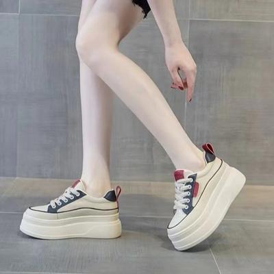 Модная осенняя женская обувь на платформе 2025 Зимние кроссовки на шнуровке с круглым носком и плюшевой подкладкой для женщин, увеличивающие рост, повседневная обувь для бега